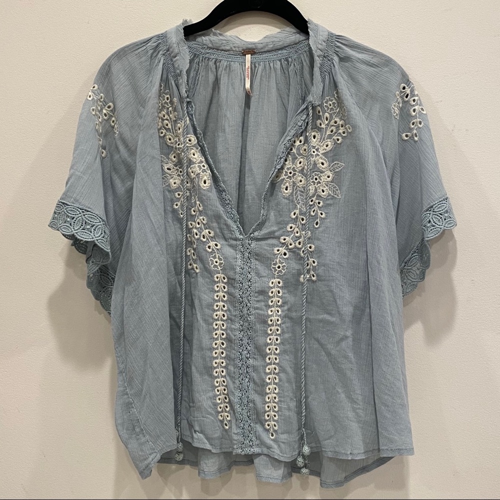 Free People Dahlia Embroidered Blouse